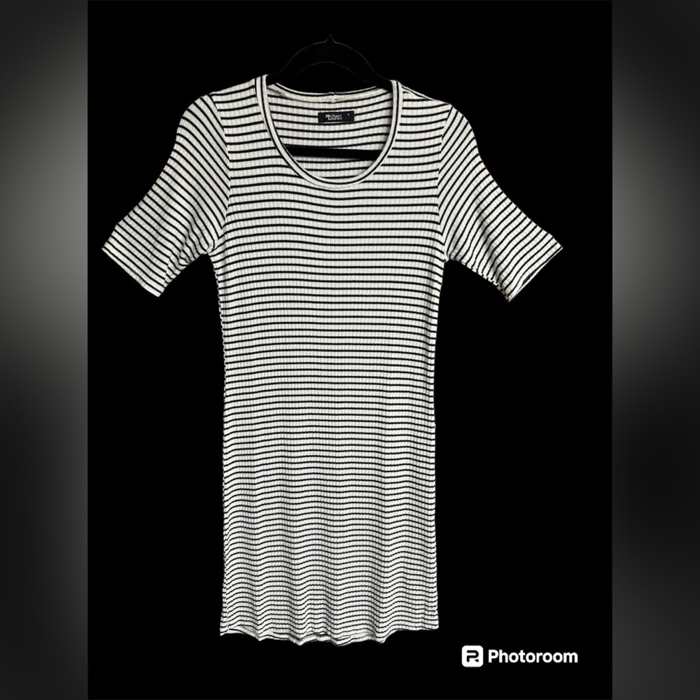 Michael Lauren Revolve Eden White/Black Striped Short Sleeve Soft Knit Dress - Picture 4 of 6